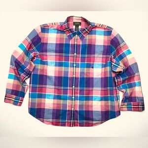 VTG 90’s Lauren Ralph Lauren Woman’s 2XL Plaid Blouse made in HK